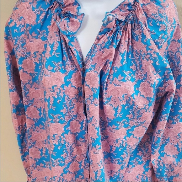 NWOT Anthropologie Cynthia Rowley Floral Waterfall Bohemian Peasant Blouse Top L - Picture 7 of 7